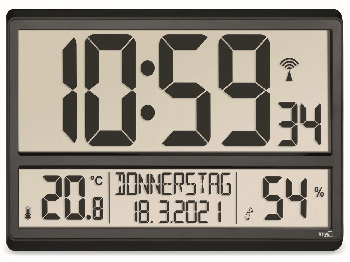 TFA Digitale XL-Funkuhr 60.4520, mit Raumklima