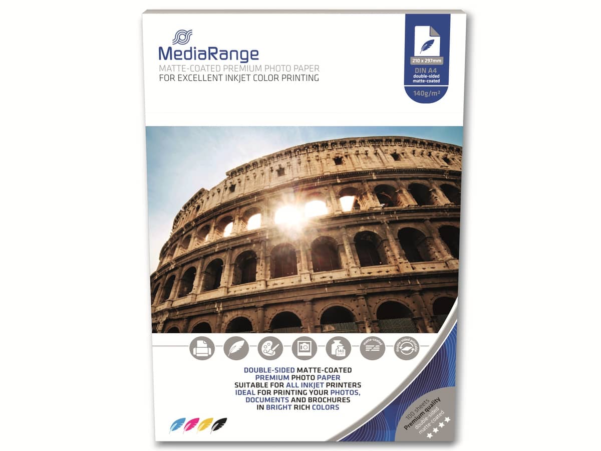 MEDIARANGE Fotopapier DIN A4, 140 g/m², matt, 100 Blatt