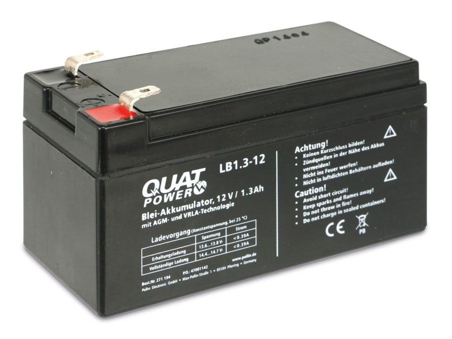 QUATPOWER Blei-Akkumulator LB1.3-12, 12 V-/1,3 Ah