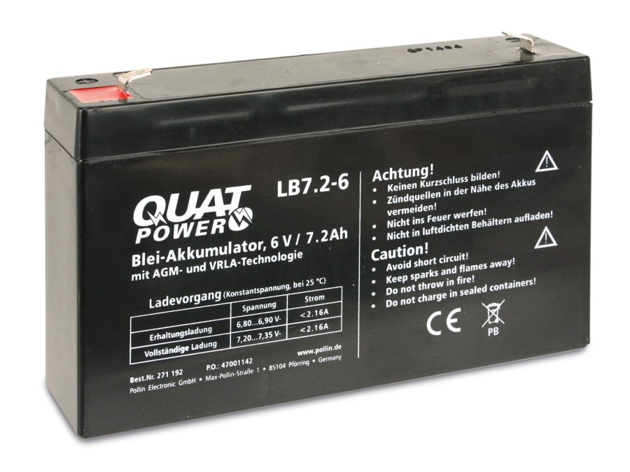 QUATPOWER Blei-Akkumulator LB7.2-6, 6 V-/7,2 Ah