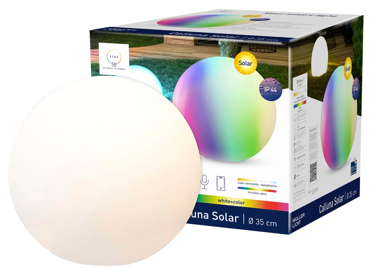 TINT Müller-Licht Solar LED-Gartenleuchte Calluna, Ø 35 cm, RGB+W