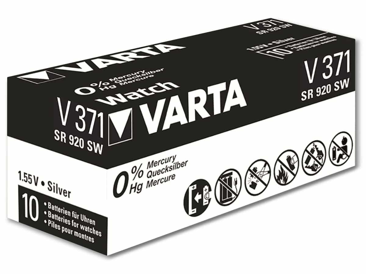 VARTA Knopfzelle Silver Oxide, 371 SR69, 1.55V, 10 Stück