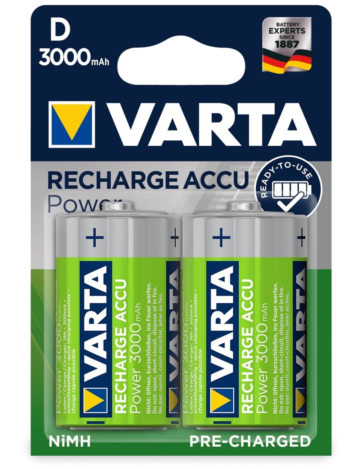 VARTA NiMH-Mono-Akku 56720 Ready-To-Use, 3000 mAh, 2 Stück