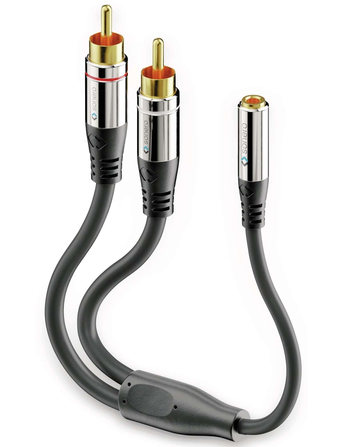 SONERO Audioadapter 0,20 m, 2x Cinchstecker auf Klinkenbuchse