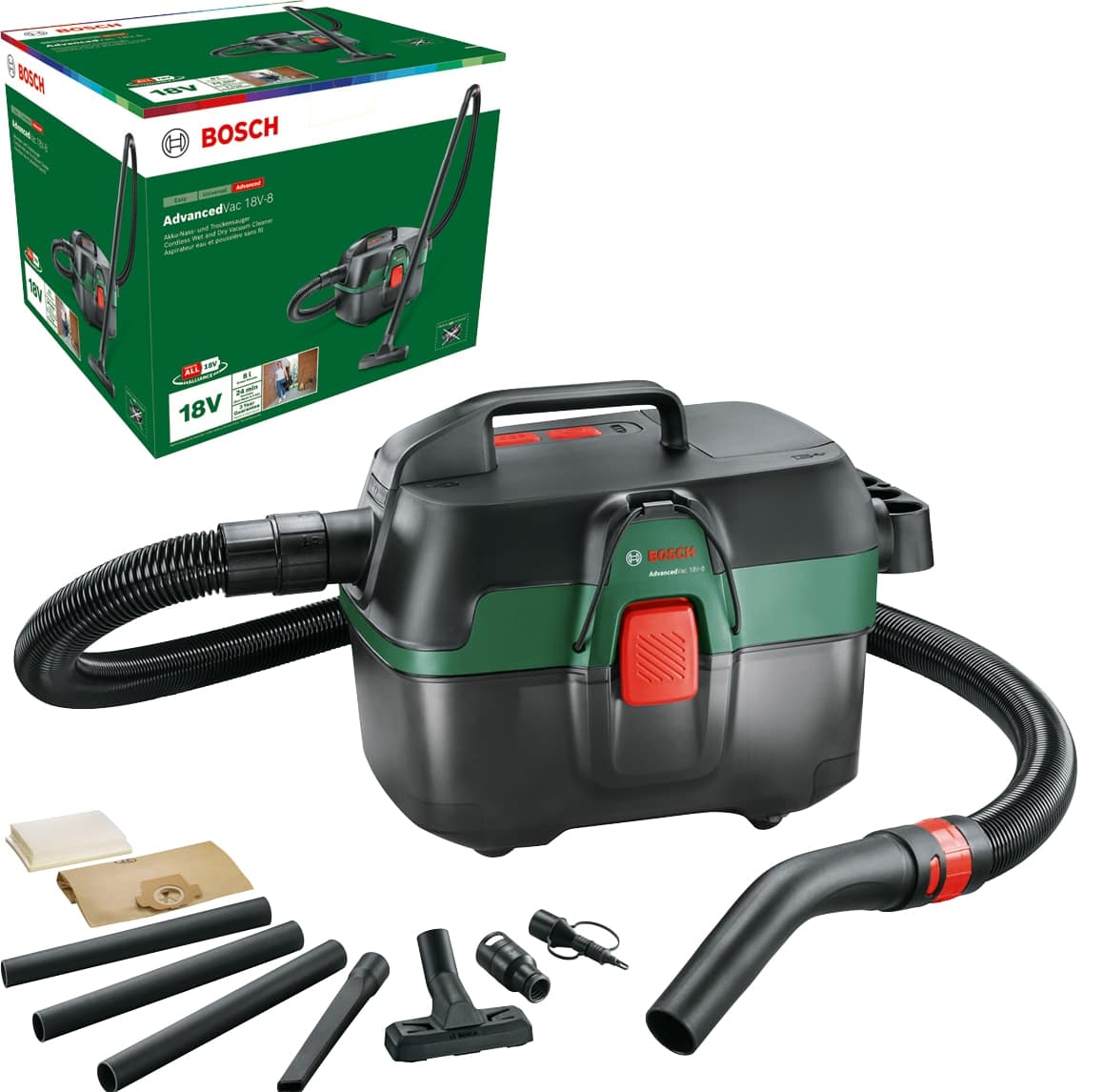 BOSCH Akku Nass-& Trockensauger AdvancedVac 18V-8, 06033E1000, Solo