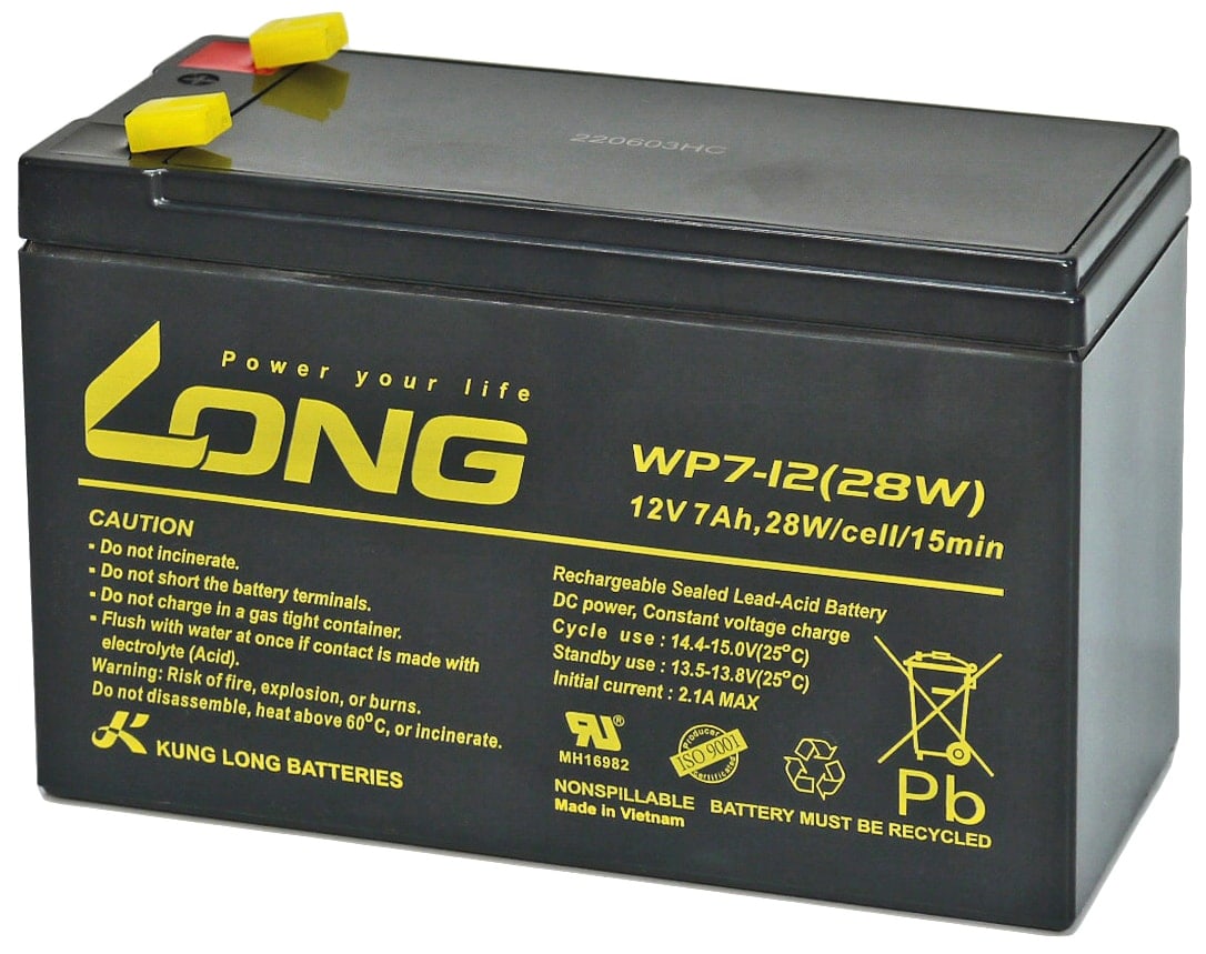 KUNG LONG Blei-Akkumulator Standby, WP7-12, 12 V-, 7 Ah, Faston 4,8 mm