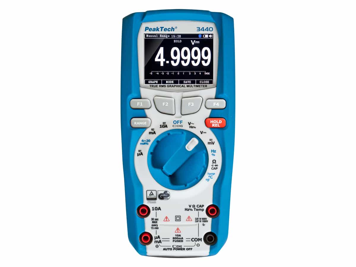 PEAKTECH Grafisches Multimeter, P 3440, 1000 V AC/DC, 10 A AC/DC, Bluetooth