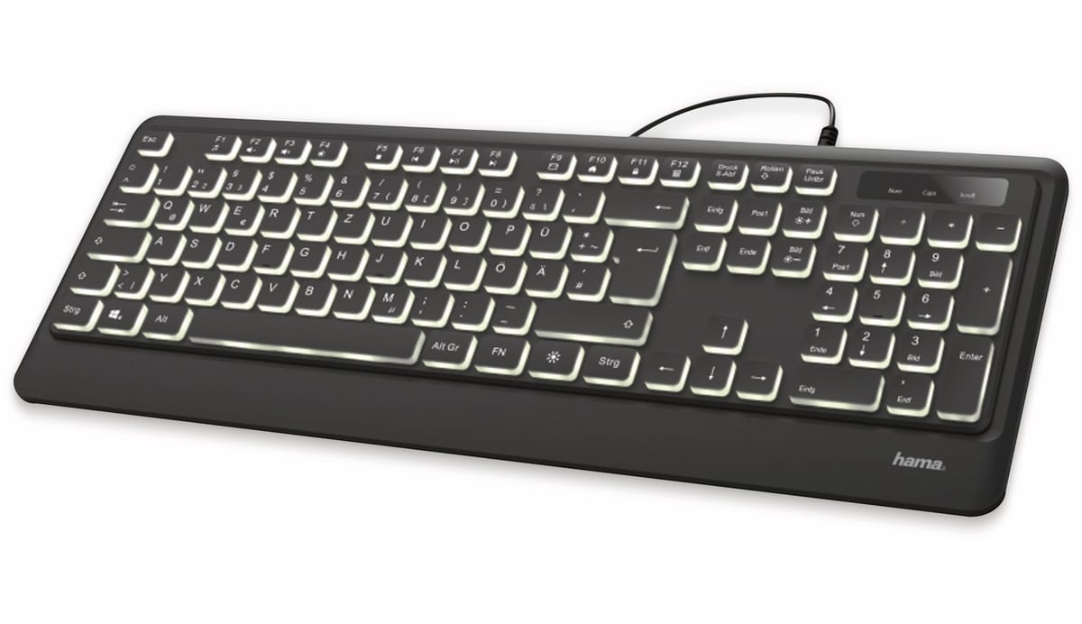 HAMA USB-Tastatur KC-550, Beleuchtet, schwarz