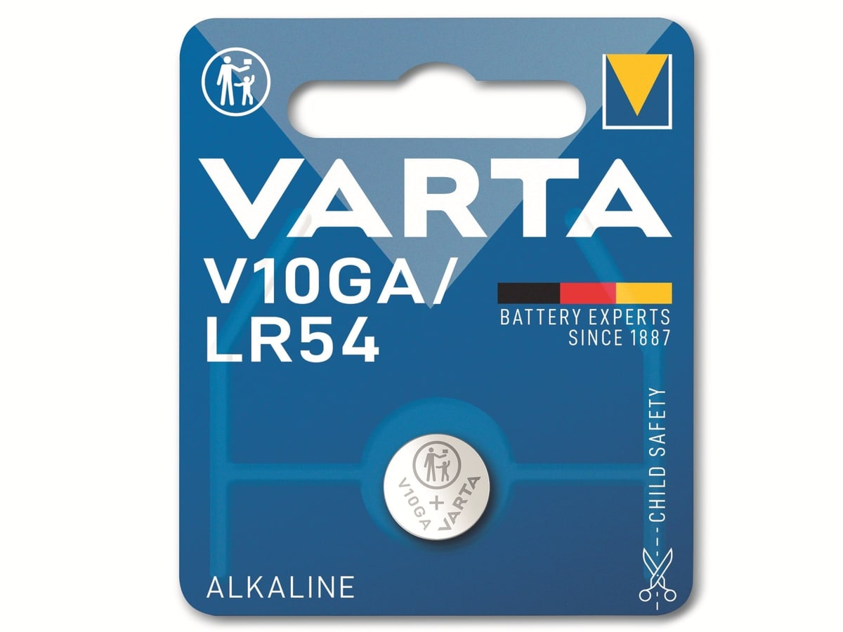 VARTA Knopfzelle Alkaline, LR54, 1.5V V10GA, 1.5V, 1 Stück