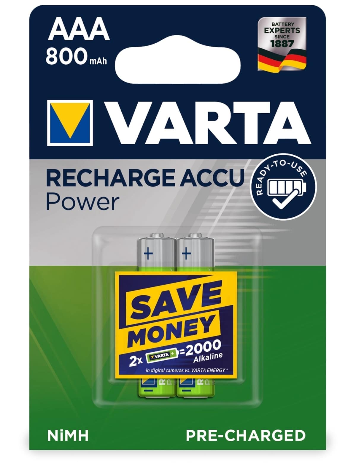 VARTA NiMH-Micro-Akku 56703, 800 mAh, 2 Stück