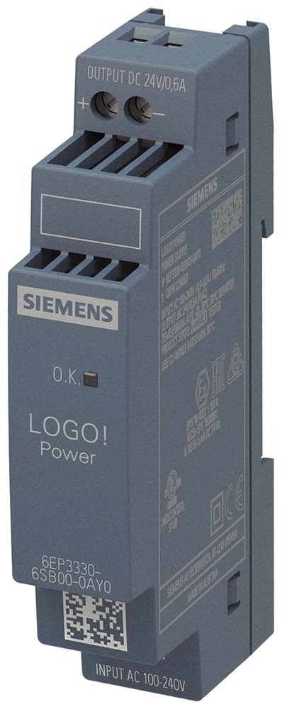 SIEMENS Stromversorgung LOGO! Power DC 24 V/0,6 A, 6EP3330-6SB00-0AY0