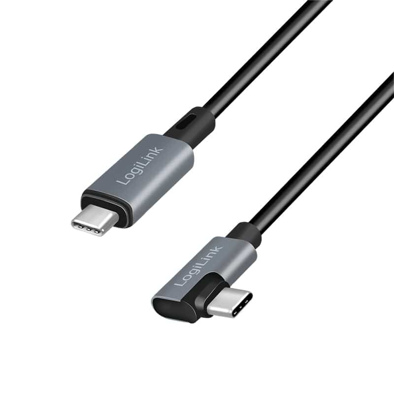 LOGILINK USB2.0 Typ-C CU0182, C/M 90°, PD, schwarz, 1,0m