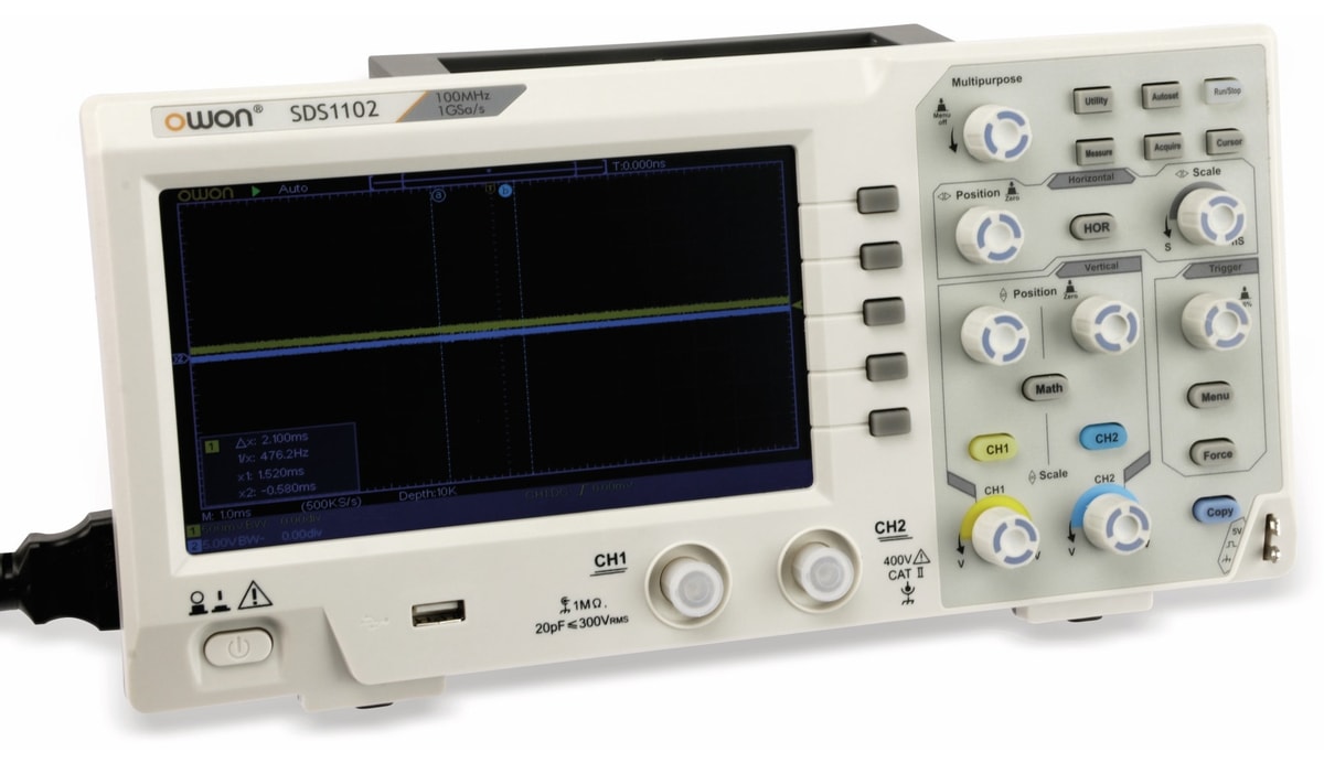 OWON LCD Speicher-Oszilloskop SDS1102, 2-Kanal, 100 MHz, USB