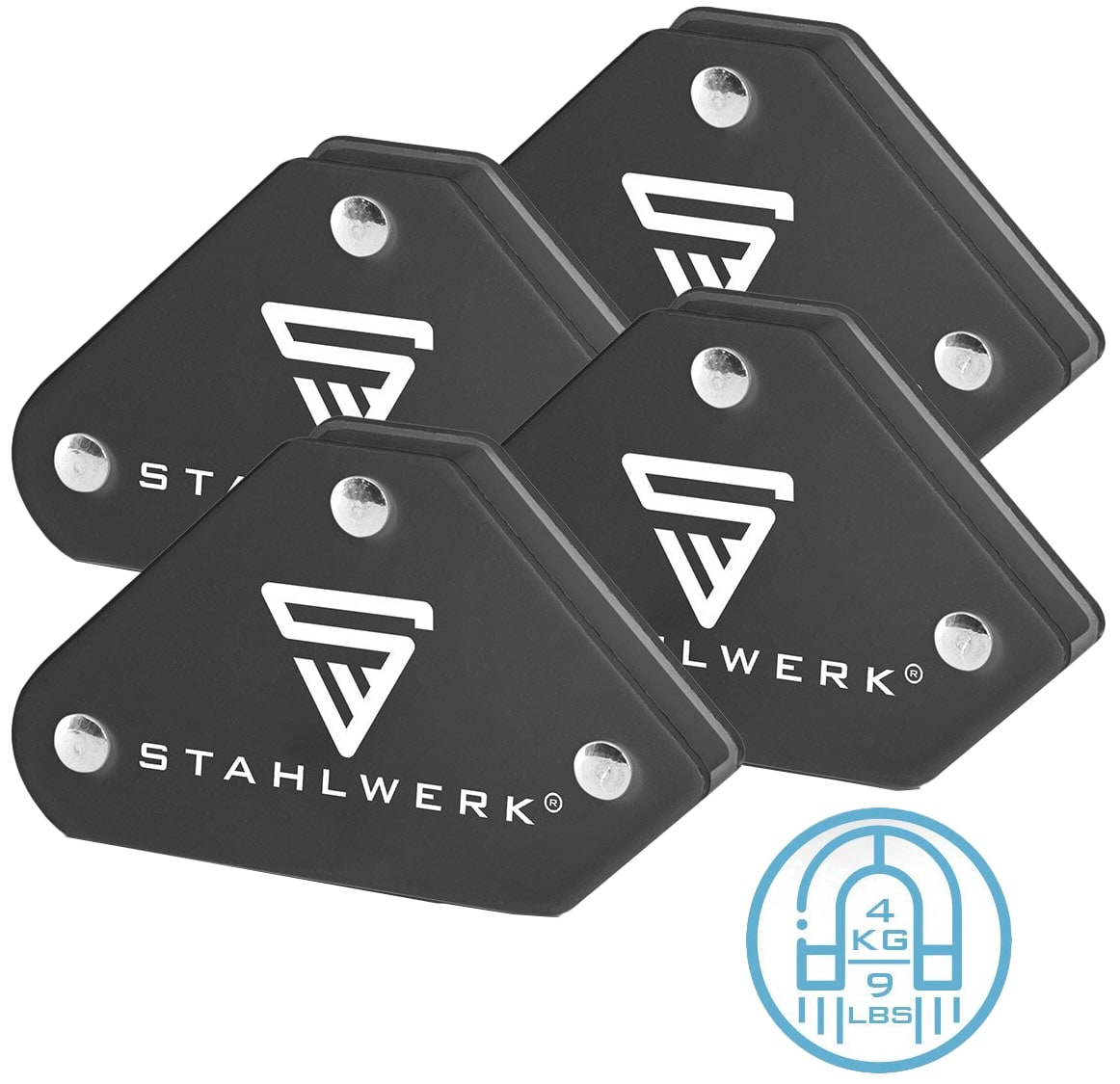 STAHLWERK Magnet-Schweißwinkel, 4568, 4 kg/ 9 lbs, 4er Set