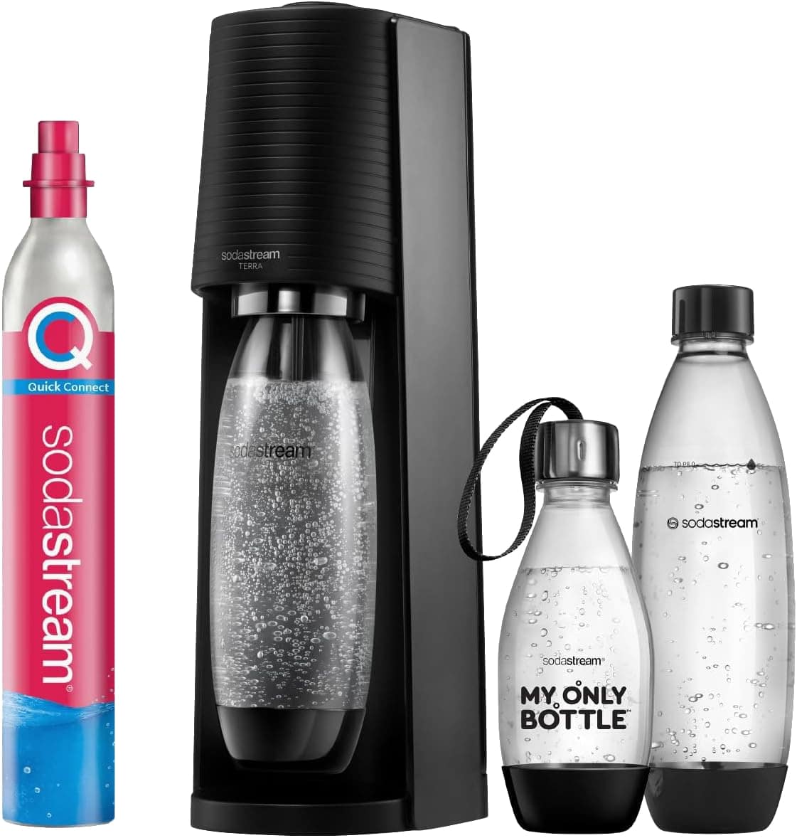 SODASTREAM Wassersprudler Terra Vorteilspack, schwarz