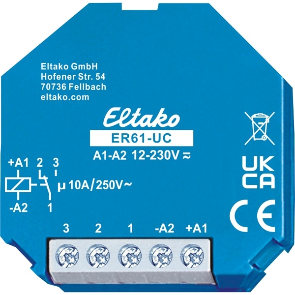 ELTAKO Schaltrelais ER61-UC, 8..230V UC, 1 Wechsler up