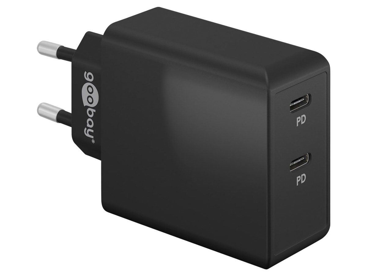 GOOBAY USB-Lader 61757, 2-fach, 5-20 V, 3 A, 36 W, USB-C PD, schwarz