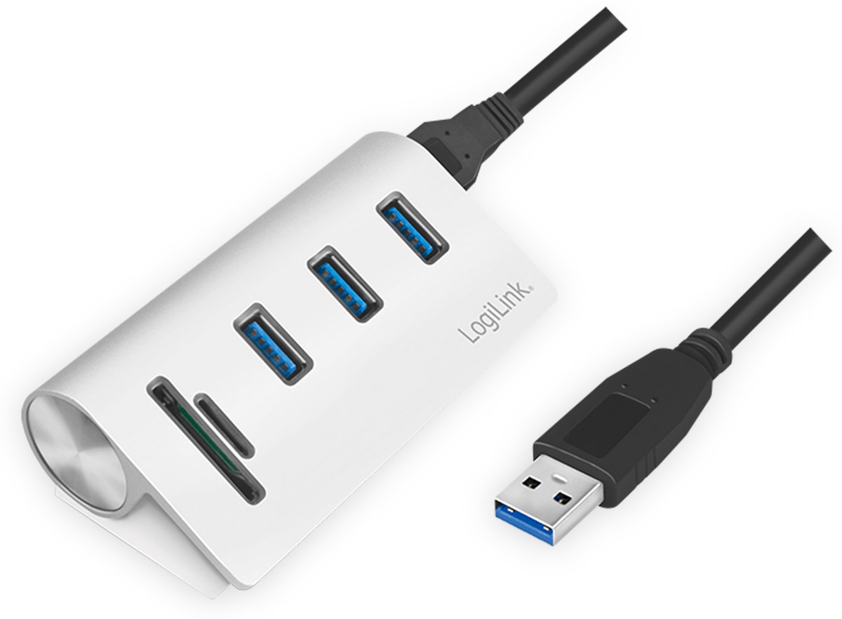 LOGILINK USB-HUB CR0045, 3x USB-A, integrierter Cardreader