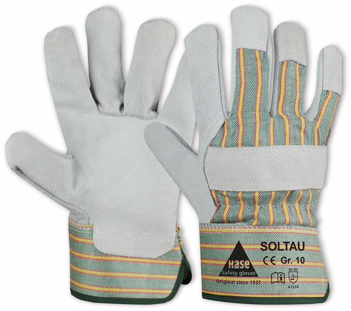 HASE SAFETY GLOVES Arbeitshandschuhe Spaltleder, EN 388, EN 420, Größe 10