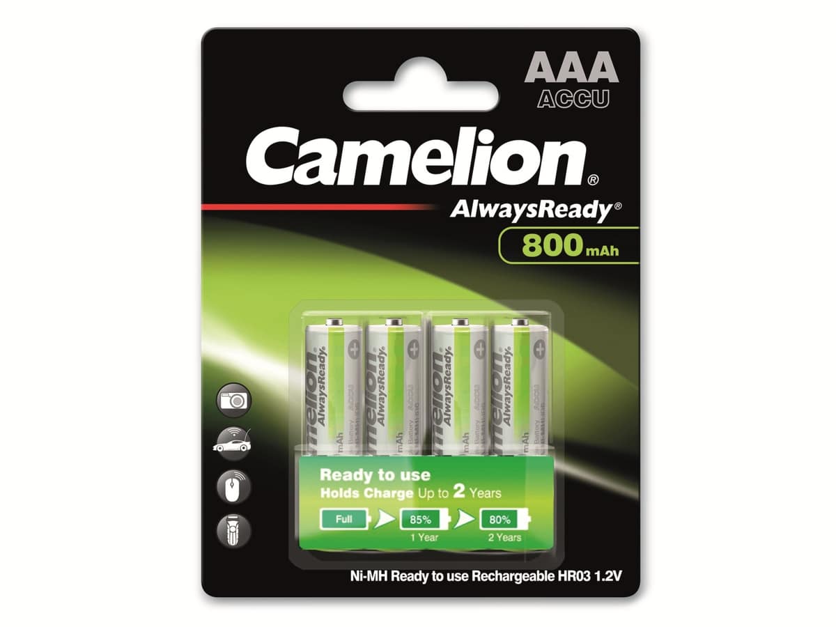 CAMELION NiMH-Micro-Akku AlwaysReady, 800 mAh, 4 Stück