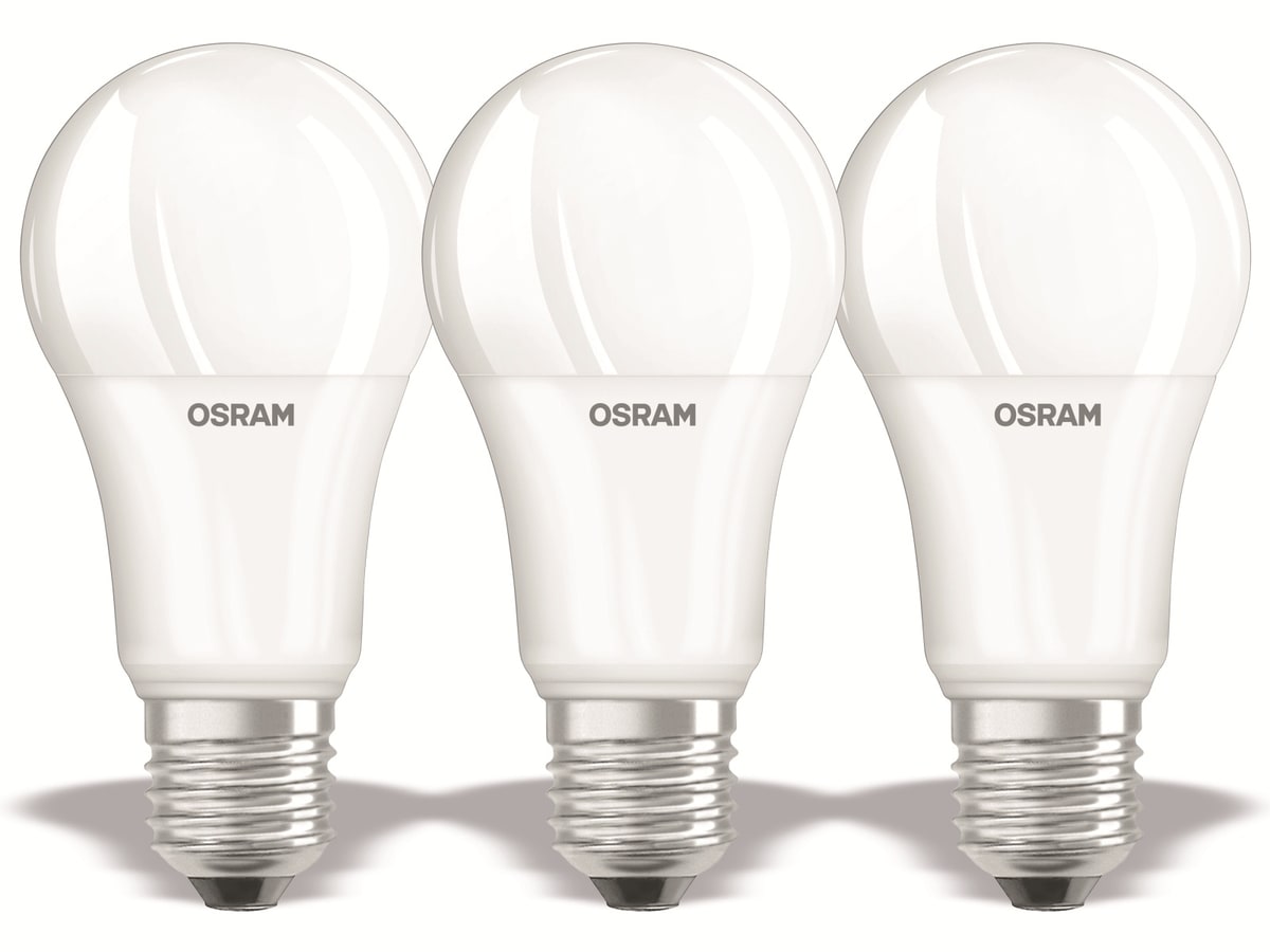 OSRAM LED-Lampe BASE C60, E27, EEK: F, 14W, 1521 lm, 2700 K, 3 Stück