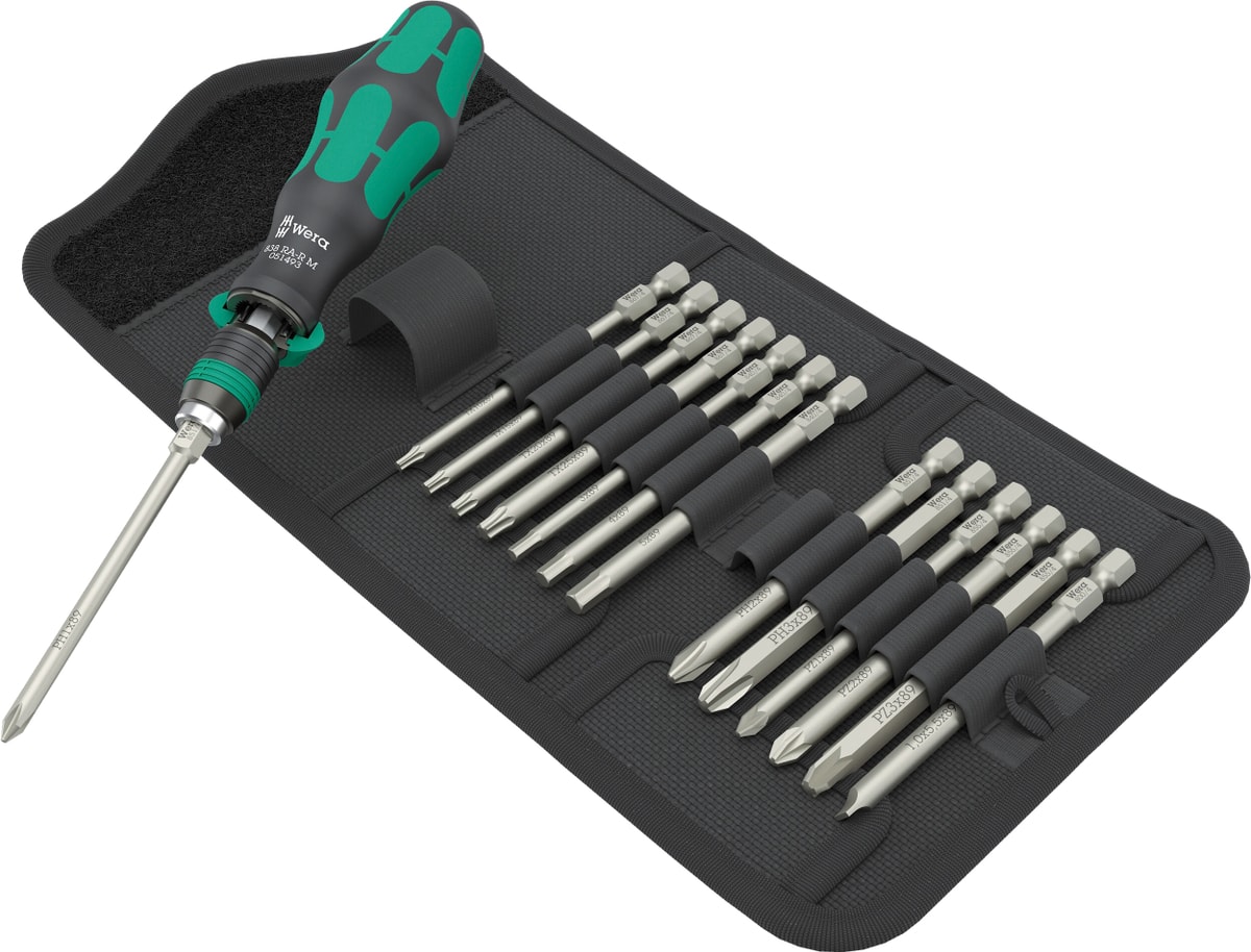 WERA Ratschenschraubendreher-Set, Kraftform Kompakt 838 RA-R M Set 1, 05051061001, 15‑teilig