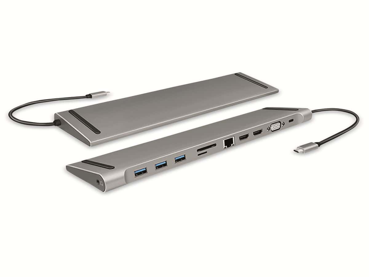 LOGILINK USB 3.2 Docking-Station UA0373, USB-C, USB-Port, PD, silver