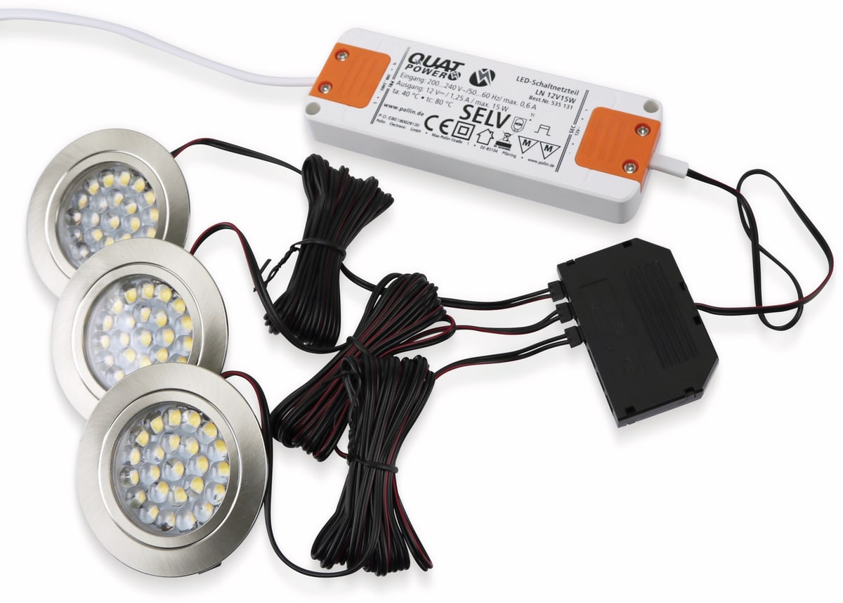 DAYLITE LED-Einbauleuchten Komplett-Set LES-3, EEK:G, 3x1,8 W, 110 lm, 4000K