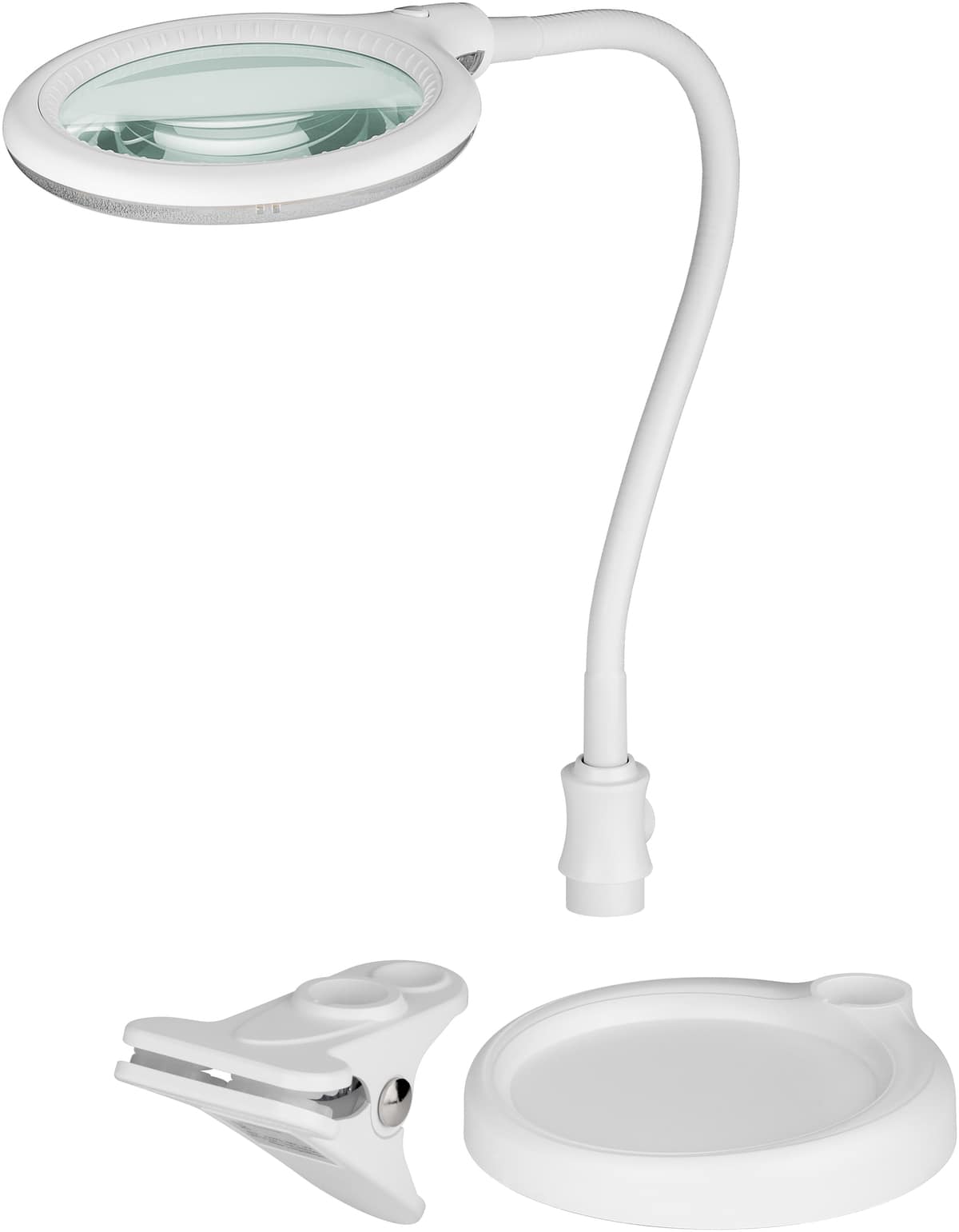 GOOBAY LED Stand-/Klemm-Lupenleuchte, 6W, 480lm, 1,75x Vergrößerung, weiß