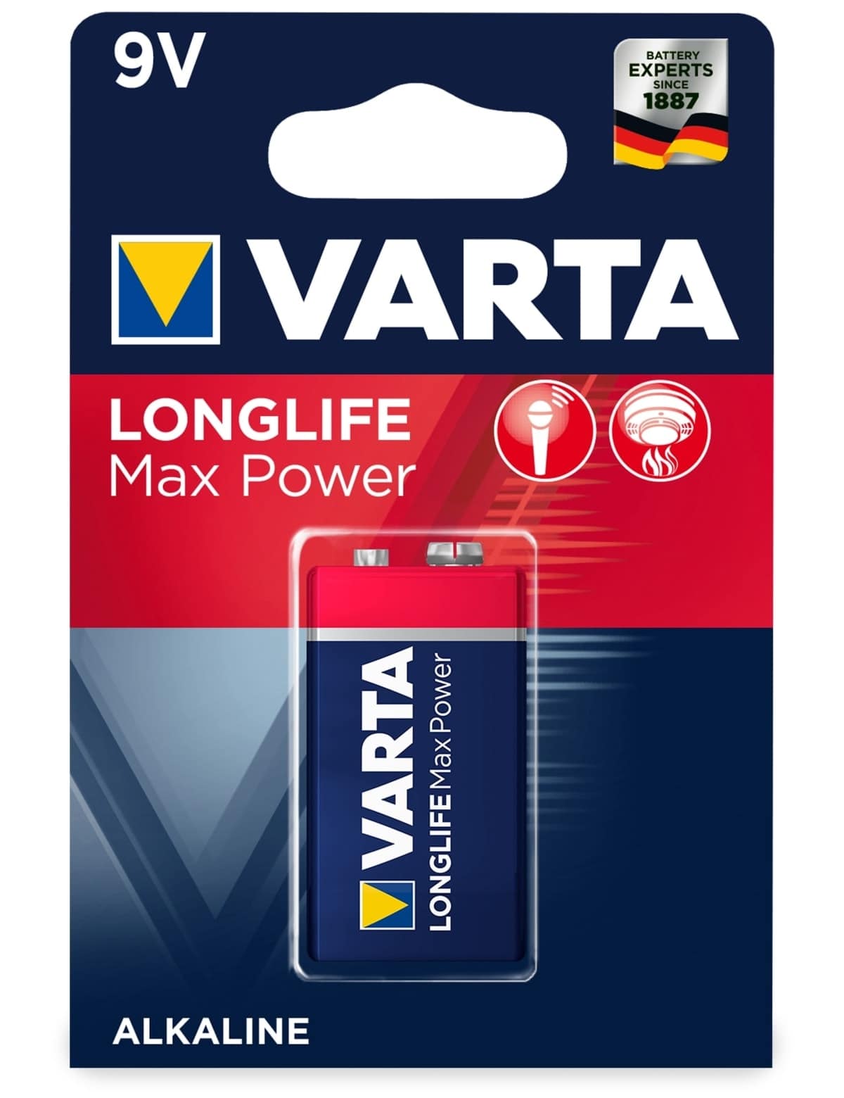 VARTA 9V-Blockbatterie, LONGLIFE, Max Power, 1St.